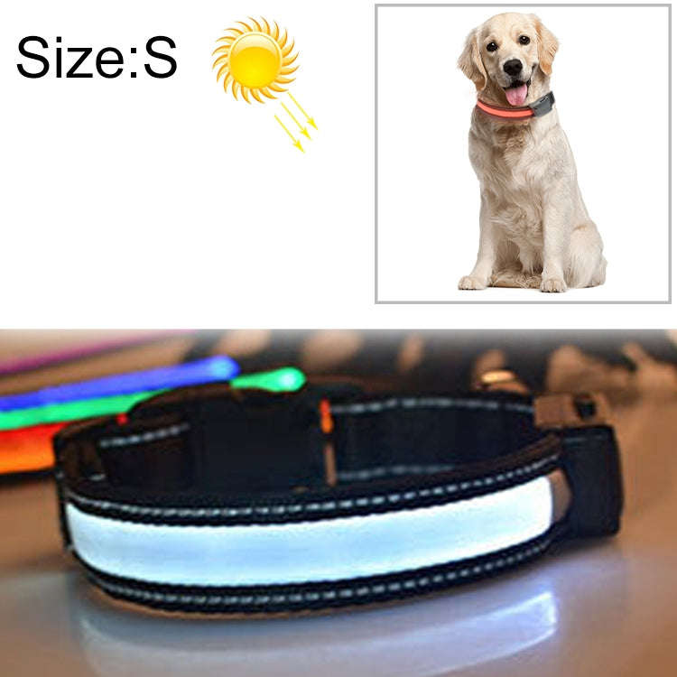 Medium and Large Dog Pet Solar + USB Charging LED Light Collar, Neck Circumference Size: S, 35-40...