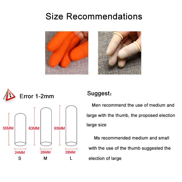 100pcs / Pack Antistatic Antislip Durable Fingertips Latex Protective Gloves, Size: L, 2.8*6.5cm(...