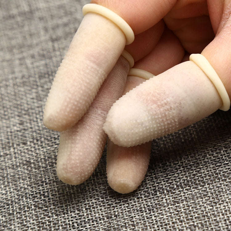 100pcs / Pack Antistatic Antislip Durable Fingertips Latex Protective Gloves, Size: L, 2.8*6.5cm(...