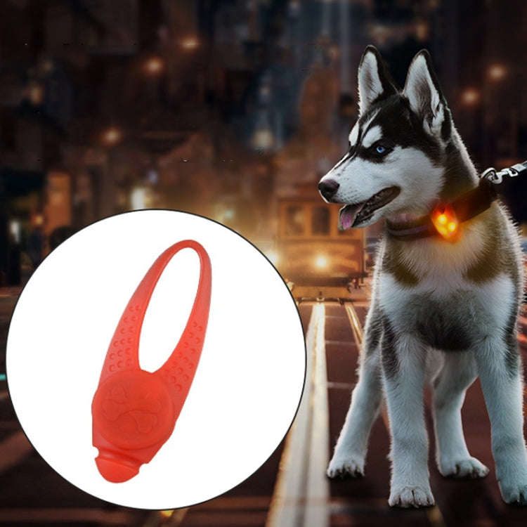 LED Night Light Pet Safety Collar Silicone Pendant (Red)