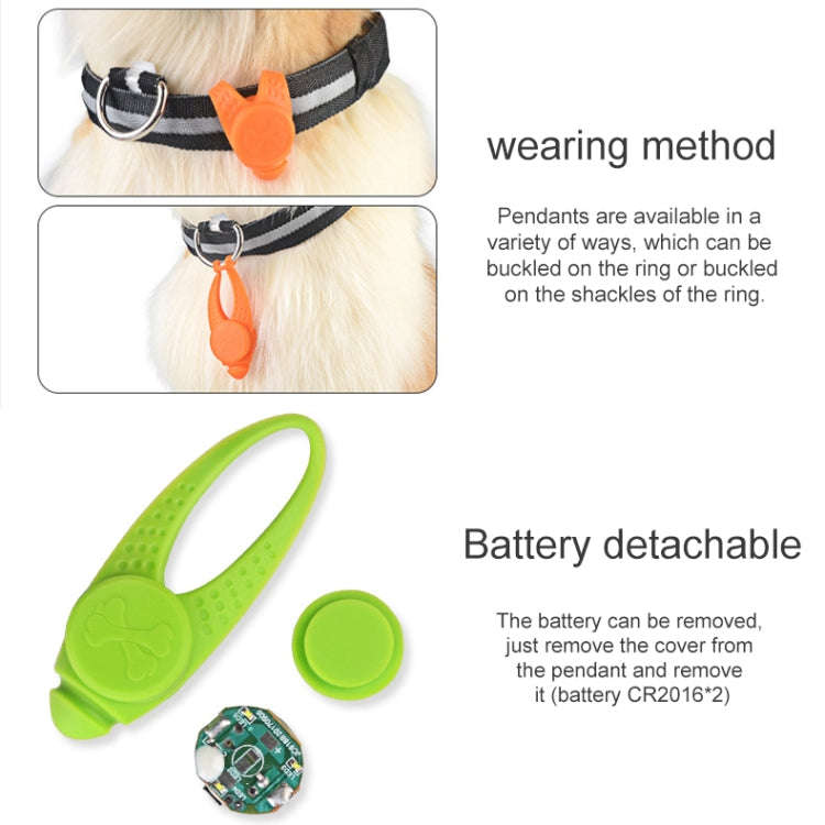 LED Night Light Pet Safety Collar Silicone Pendant (Red)