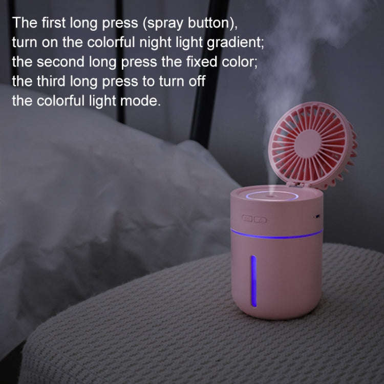 T9 Portable Adjustable USB Charging Desktop Humidifying Fan with 3 Speed Control (White)