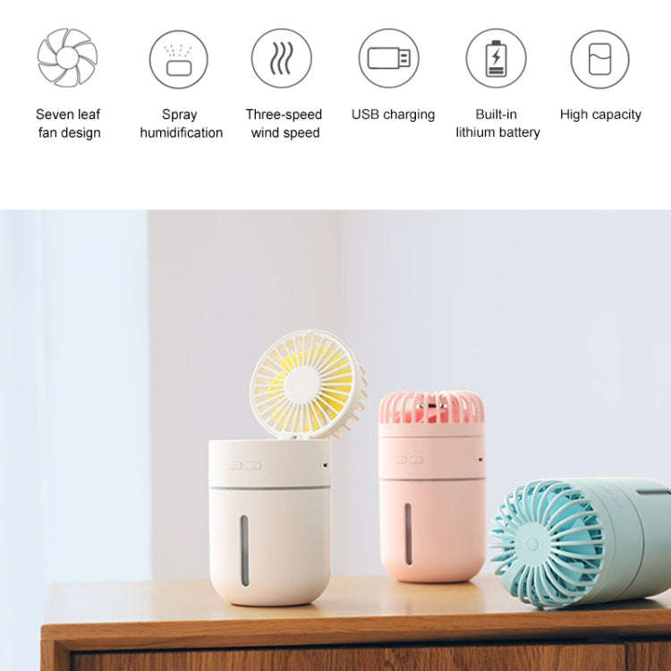 T9 Portable Adjustable USB Charging Desktop Humidifying Fan with 3 Speed Control (White)