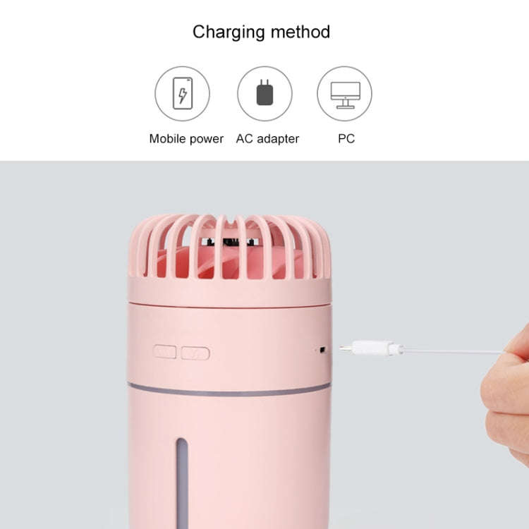 T9 Portable Adjustable USB Charging Desktop Humidifying Fan with 3 Speed Control (White)