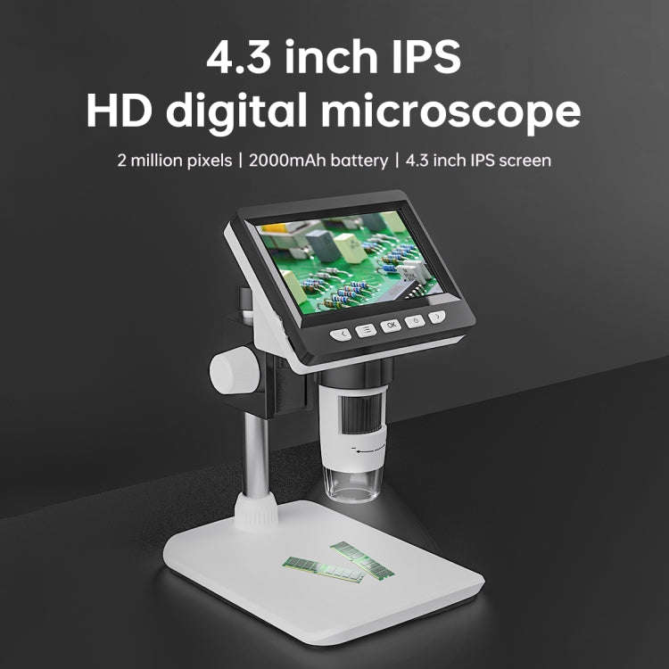 50X-1000X 1080P Portable Electronic Digital Desktop Microscope with LED Light (White)