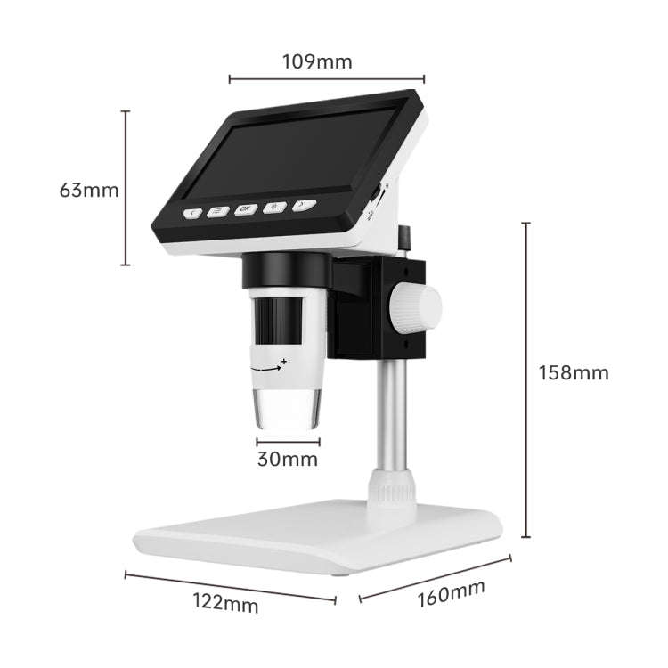 50X-1000X 1080P Portable Electronic Digital Desktop Microscope with LED Light (White)