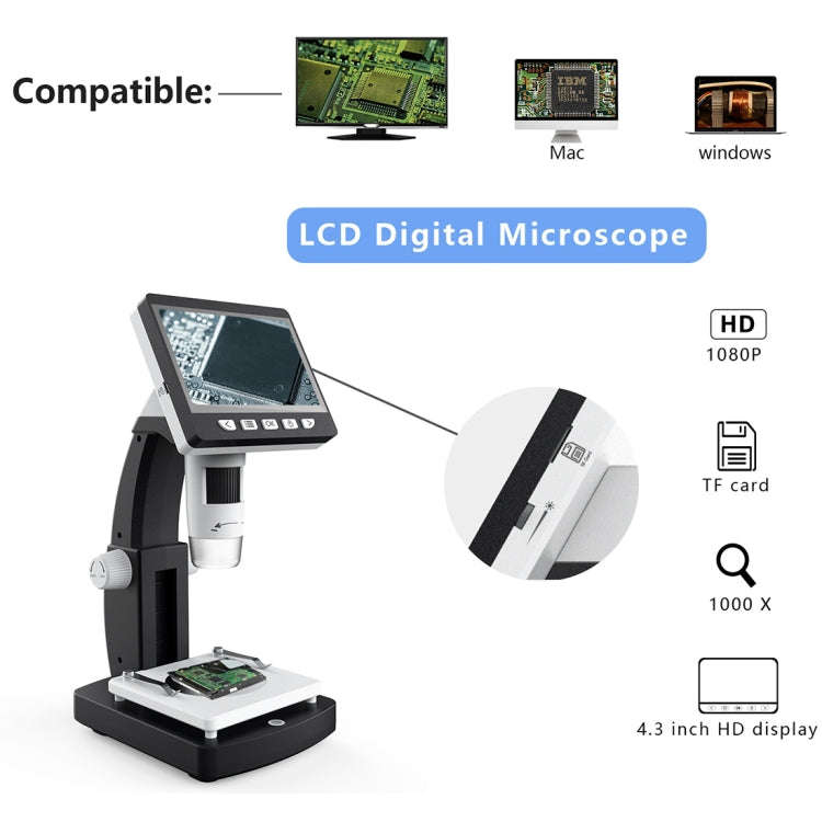 inskam306 1080P 4.3 inch Display Screen HD Digital Microscope