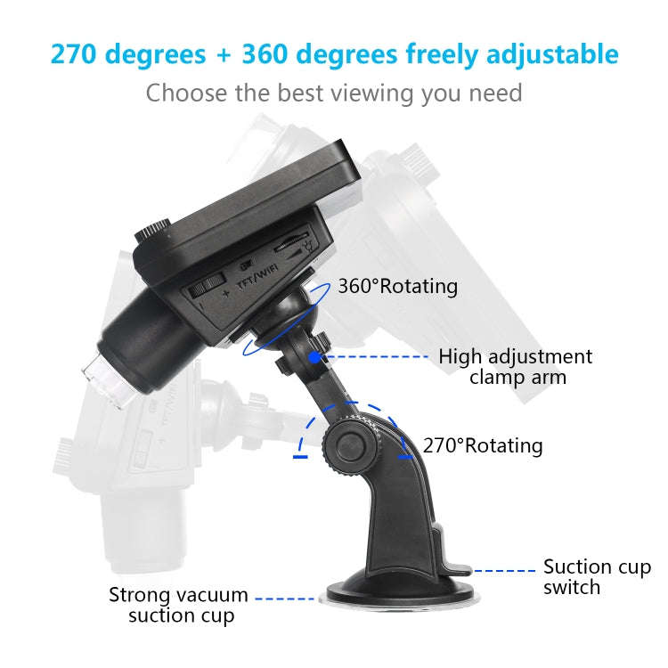 inskam317 1080P 4.3 inch LCD Screen WiFi HD Digital Microscope, Sucker Bracket