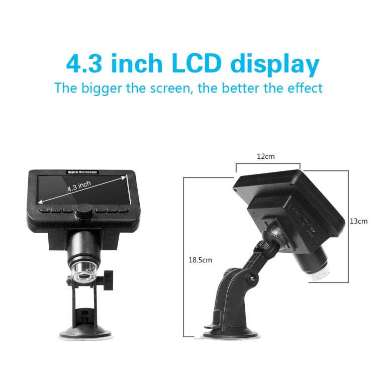 inskam317 1080P 4.3 inch LCD Screen WiFi HD Digital Microscope, Sucker Bracket
