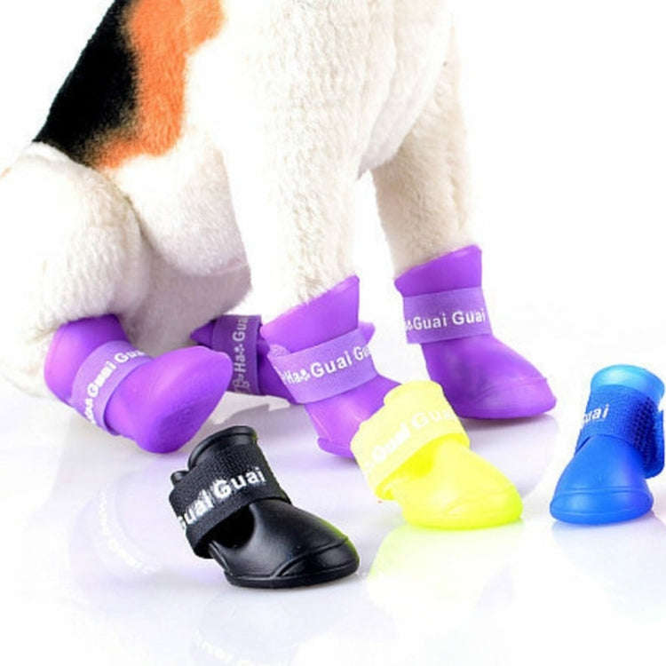 Lovely Pet Dog Shoes Puppy Candy Color Rubber Boots Waterproof Rain Shoes, S, Size:  4.3 x 3.3cm(...