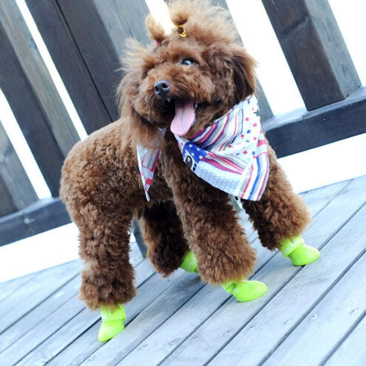 Lovely Pet Dog Shoes Puppy Candy Color Rubber Boots Waterproof Rain Shoes, S, Size:  4.3 x 3.3cm(...