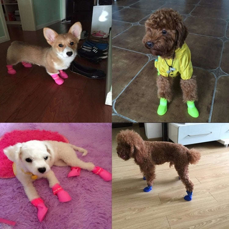 Lovely Pet Dog Shoes Puppy Candy Color Rubber Boots Waterproof Rain Shoes, S, Size:  4.3 x 3.3cm(...