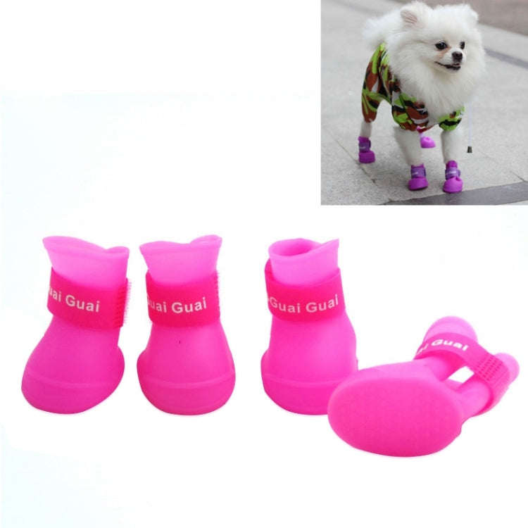 Lovely Pet Dog Shoes Puppy Candy Color Rubber Boots Waterproof Rain Shoes, S, Size:  4.3 x 3.3cm(...