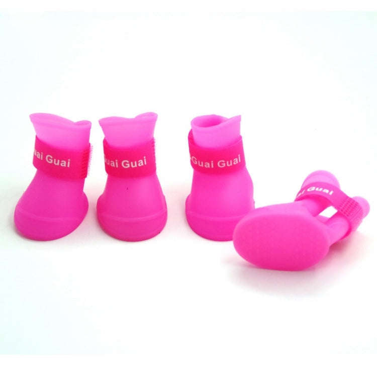 Lovely Pet Dog Shoes Puppy Candy Color Rubber Boots Waterproof Rain Shoes, S, Size:  4.3 x 3.3cm(...