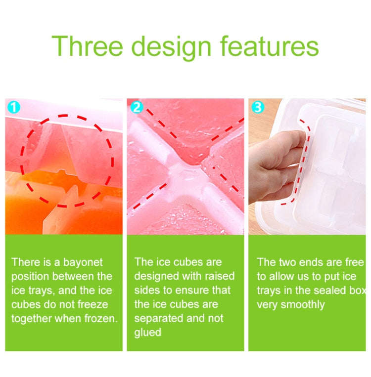 Small Square Ice Mold Trays Multi-layer Mold with Cover Ice Storage Box, 4 Layers