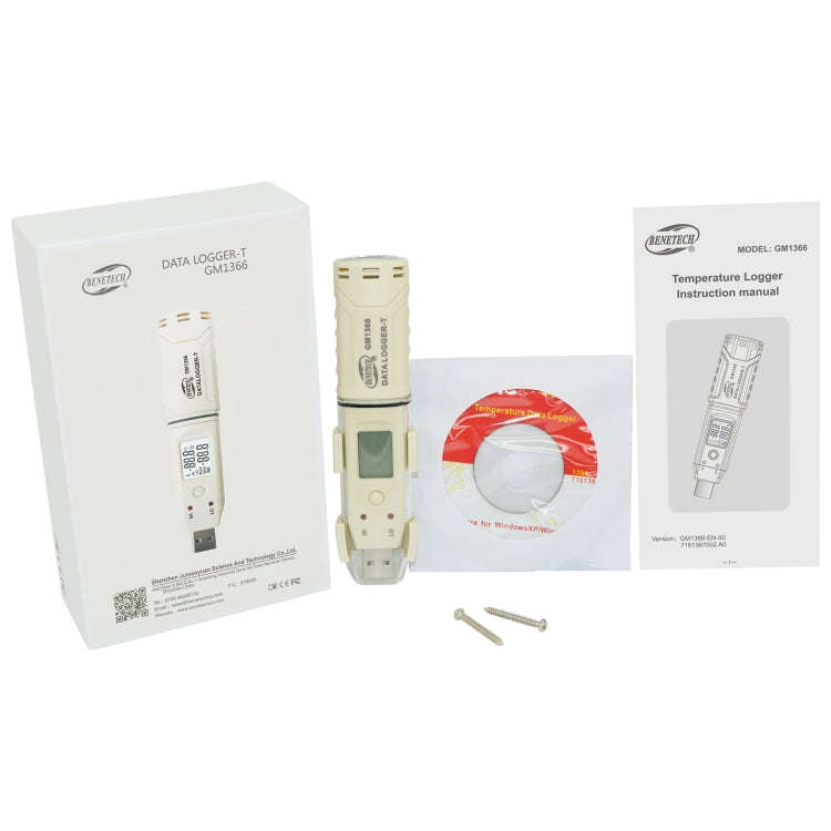 BENETECH GM1366 USB Digital Temperature and Humidity Recorder Meter with Alarm
