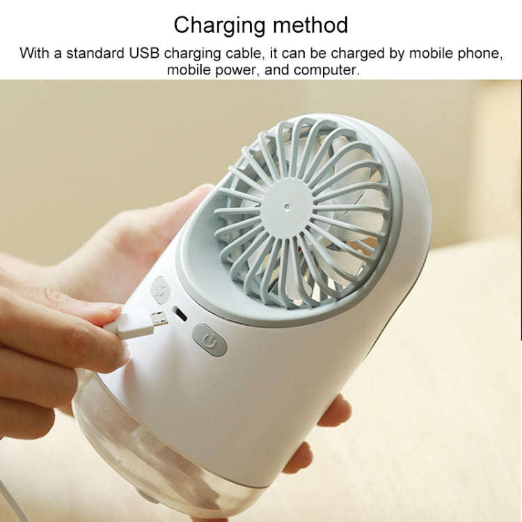 Multi-function USB Charging Spray Humidification Desktop Electric Fan with LED Warm Yellow Readin...