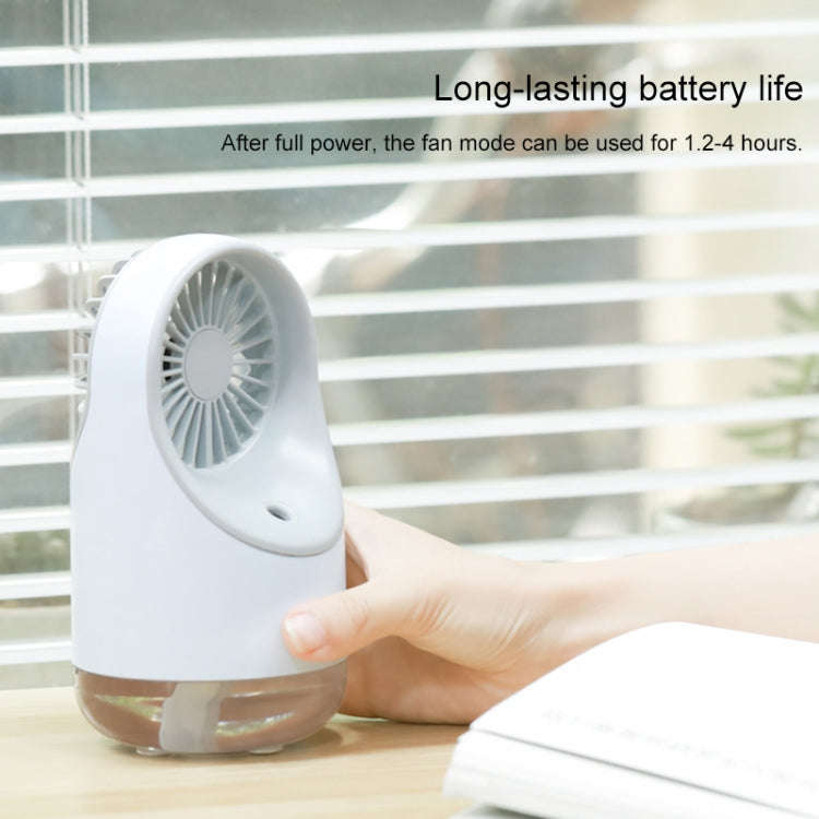 Multi-function USB Charging Spray Humidification Desktop Electric Fan with LED Warm Yellow Readin...