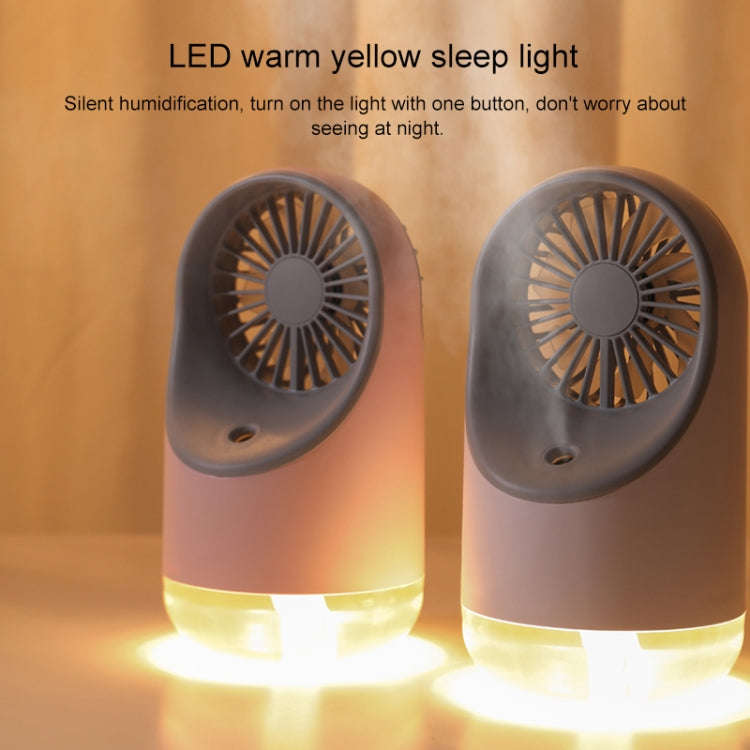 Multi-function USB Charging Spray Humidification Desktop Electric Fan with LED Warm Yellow Readin...