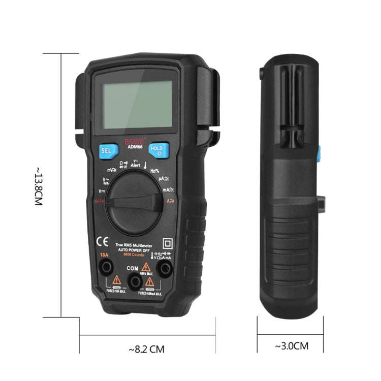 BSIDE ADM66 Handheld Household 6000 Count AC / DC Current Voltage Capacitor Automatic Range Multi...