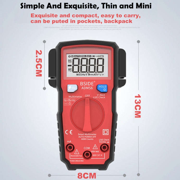 BSIDE ADMS6 High-precision Fully Automatic Small Digital Intelligent Multimeter with HD Digital D...