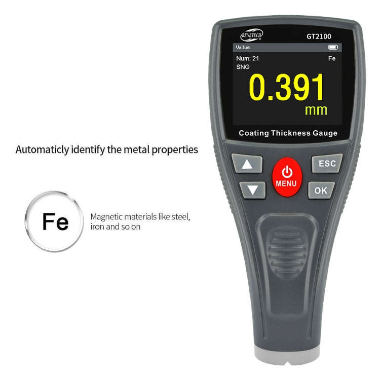 BENETECH GT2100 Digital Anemometer Coating Thickness Gauge Color Screen Car Paint Thickness Teste...