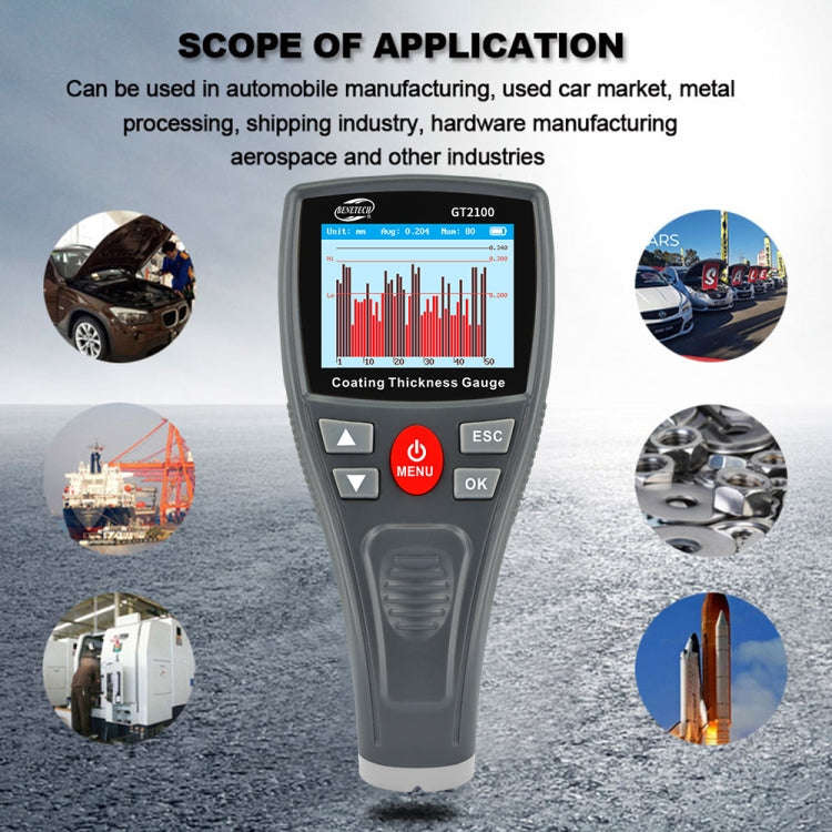 BENETECH GT2100 Digital Anemometer Coating Thickness Gauge Color Screen Car Paint Thickness Teste...
