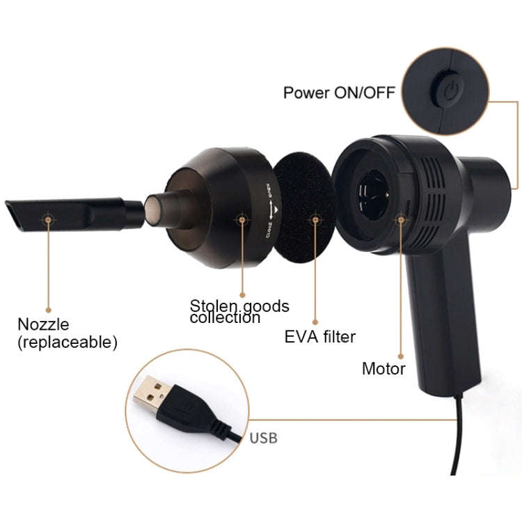 HK-6019A 3.5W Portable USB Powerful Suction Cleaner Computer Keyboard Brush Nozzle Dust Collector...
