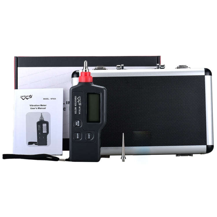 Wintact WT63A Vibration Meter Digital Tester Vibrometer Analyzer Acceleration Velocity(Black Red)