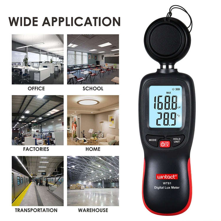 Wintact WT81 Digital Light Lux Meter for Factory / School / House Various Occasion, Range: 0-200,...