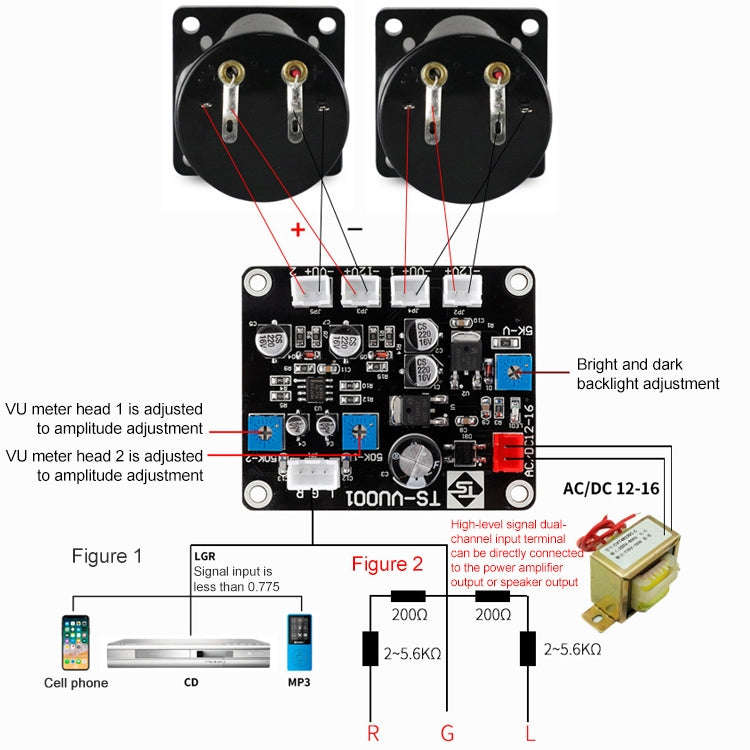 TR-35W VU Meter Power AMP Amplifier DB Table Audio Level Head Meter Sound Pressure Meter