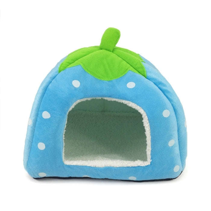 Strawberry Shaped Foldable Short Plush Pet House Nest, Size: XS