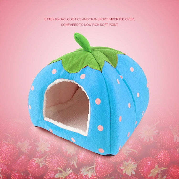 Strawberry Shaped Foldable Short Plush Pet House Nest, Size: XS