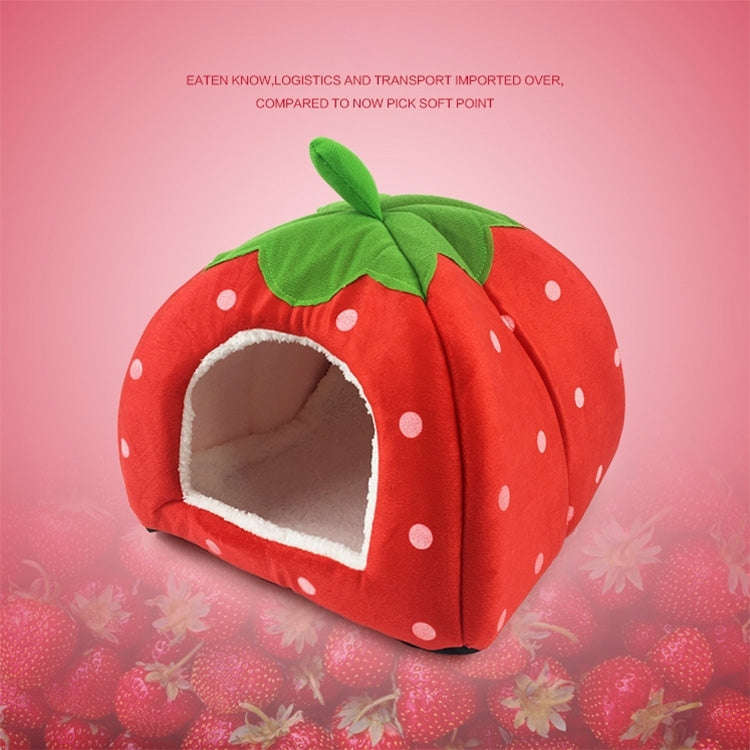 Strawberry Shaped Foldable Short Plush Pet House Nest, Size: S(Red)