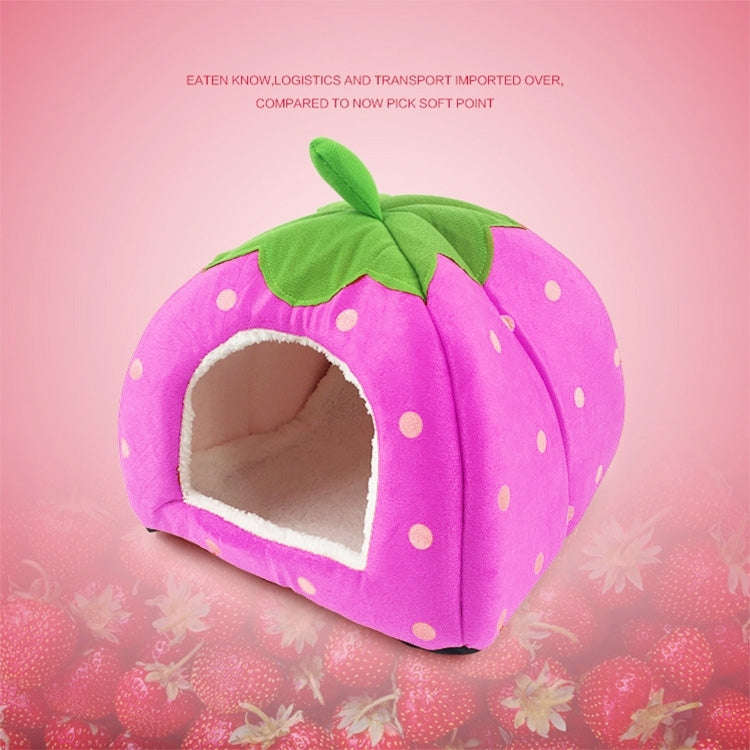 Strawberry Shaped Foldable Short Plush Pet House Nest, Size: S(Pink)