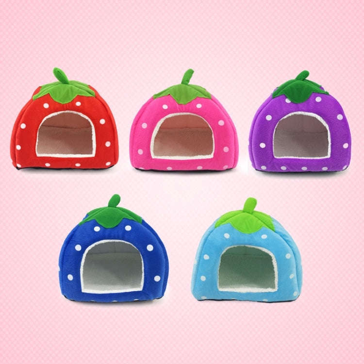 Strawberry Shaped Foldable Short Plush Pet House Nest, Size: S(Pink)