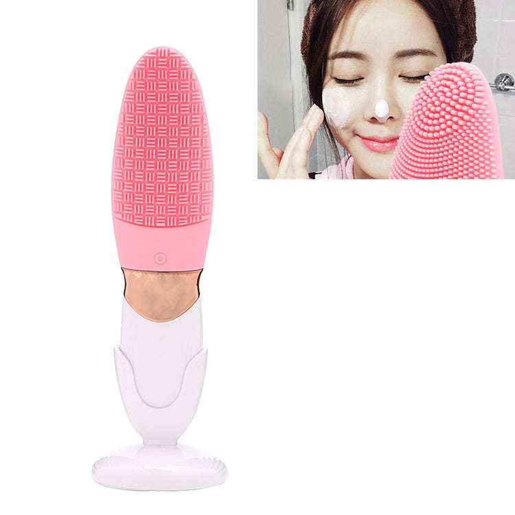 CNaier AE-618 Battery-powered Silicone Acoustic Wave Face Skin Care Electric Facial Cleanser (Pink)