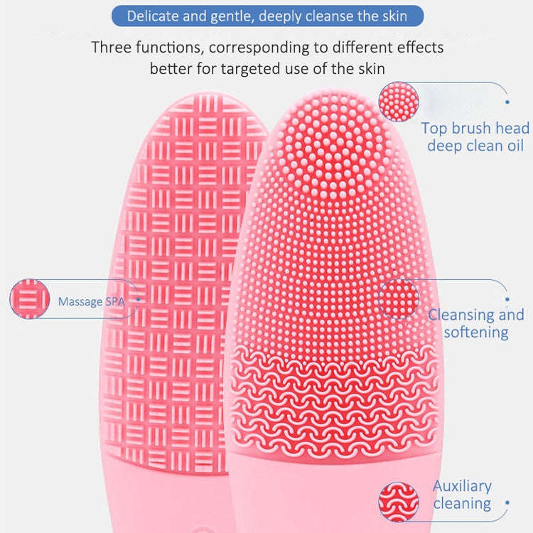 CNaier AE-618 Battery-powered Silicone Acoustic Wave Face Skin Care Electric Facial Cleanser (Pink)