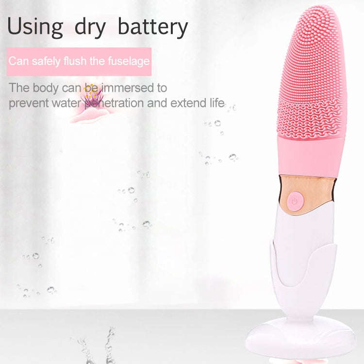 CNaier AE-618 Battery-powered Silicone Acoustic Wave Face Skin Care Electric Facial Cleanser (Pink)