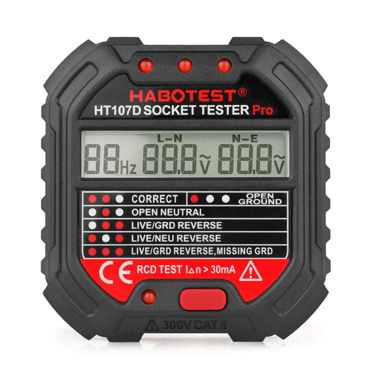HABOTEST HT107D Multifunctional Digital Display Socket Tester (US Plug)