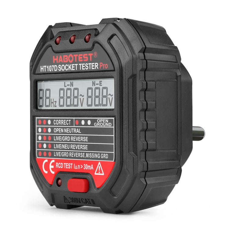 HABOTEST HT107D Multifunctional Digital Display Socket Tester (US Plug)