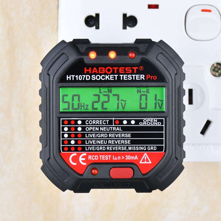 HABOTEST HT107D Multifunctional Digital Display Socket Tester (US Plug)