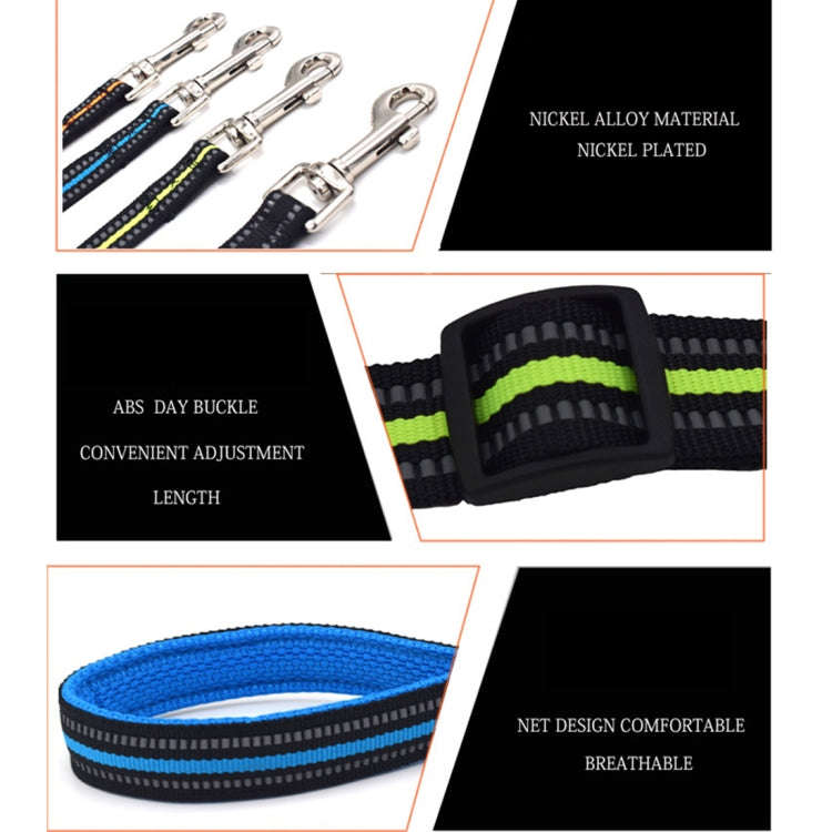Pet Dogs Nylon Night Reflective Breathable Handheld Traction Lead Leash, Size: M, Adjustable Rang...