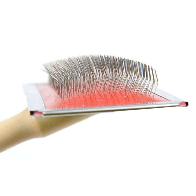 Soft Curve Needled Manual Bristles Grooming Cleaning Brush with Wood Handle for Pet,  Size: L, Ra...