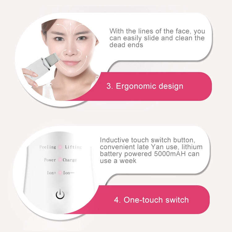 2W Ultrasonic Vibration Face Cleansing Machine Dead Skin Cleaner Scrubber Shovel Tool Face Beauty...