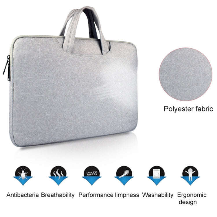 Breathable Wear-resistant Shoulder Handheld Zipper Laptop Bag, For 12 inch and Below Macbook, Sam...