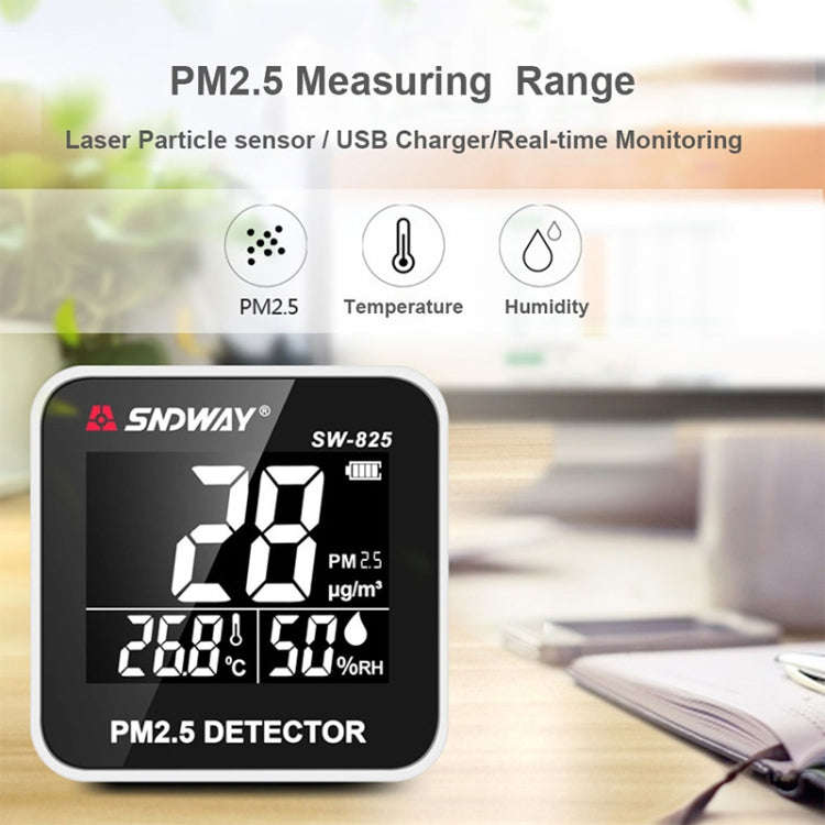 SNDWAY SW-825 Micro USB Charging Desktop Air Quality Real-time Purification Detector with HiD LED...