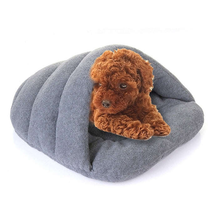 Slipper Shape Polar Fleece Warm Thicken Pet Dogs Cats House Size: L, 58×68×32cm(Grey)