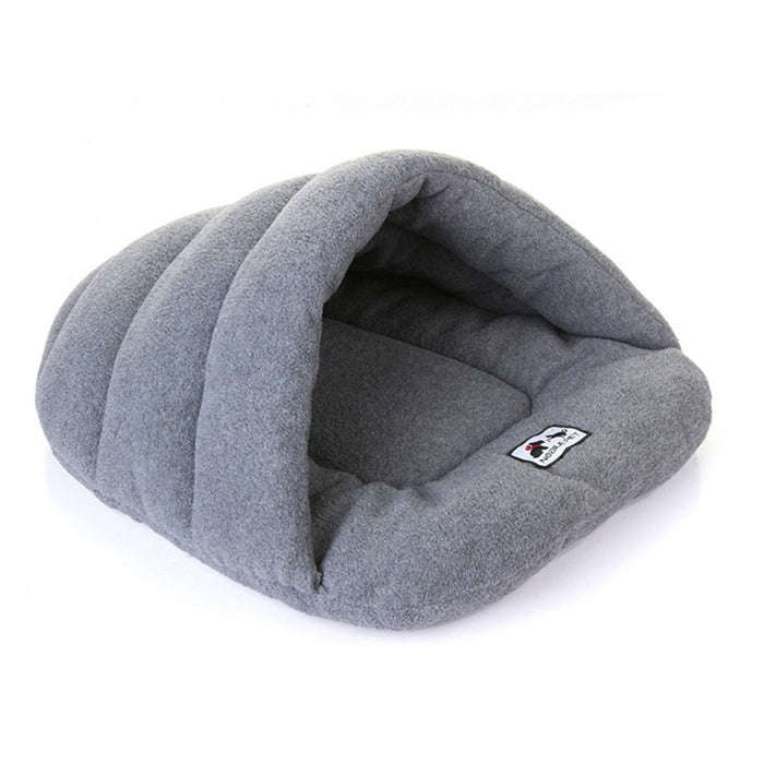 Slipper Shape Polar Fleece Warm Thicken Pet Dogs Cats House Size: L, 58×68×32cm(Grey)