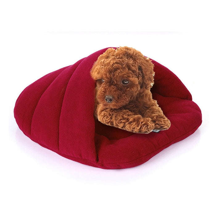 Slipper Shape Polar Fleece Warm Thicken Pet Dogs Cats House Size: L, 58×68×32cm(Wine Red)